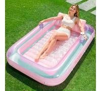 SLOOSH Piscina inflable para bronceado, 70" x 46" gran colchón de aire inflable para adultos con almohada, tumbona 4 en 1, cama flotante inflable, regalo de fiesta de piscina de bolas inflable, L-Cian