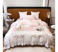 SLOPSS 1200TC Egyptian Cotton Elegant Embroidery Bedding Set Ruffles Duvet/Quilt Cover Bed Linen Pillow (Color Size : King (A Queen 200X230cm 4pcs)