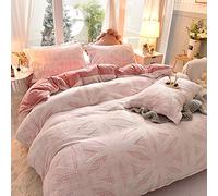 SLOPSS and Duvet Covers Grey Bedding Double Bed with Fitted Sheet Winter Set Quilt Cover Sets Soft Warm Flannel Twin Size (Pink a King)