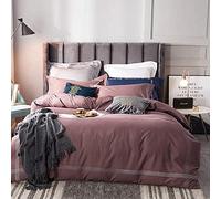 SLOPSS Bed White Cotton Duvet Covers Bedding Set Quilt Cover 240cm Flat Sheet Pillowcases Pieces (Color Brown Size : Double) (Pink Kng)