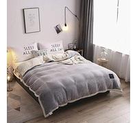 SLOPSS Bedding 4 Piece Bed Sheet Set Thickening Warm Duvet Solid Color Flannel/Velvet Winter Double Twin Full Queen King Size Quilt Cover- LAN_150x200cm (Qian Hui 200x230cm 1pcs)