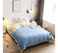 SLOPSS Bedding Piece Bed Sheet Set Thickening Warm Duvet Solid Color Flannel/Velvet Winter Double Twin Full Queen King Size Quilt Cover- LAN_150x200cm (LAN 200x230cm 1pcs)