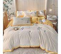 SLOPSS Cartoon Style Autumn and Winter Thick Milk Bed Sheet Four-Piece Cute Bear Cherry Quilt Cover Warm Velvet Bedding (Color A Size 1.5m) (B 5 Piece Suit)