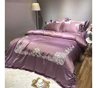 SLOPSS Christmas Duvet Set Double（King220 240Cm） Bedding_European Washed Four-Piece Ice Silk Quilt Double Cotton Sheets Cover Summer Bed-D_King