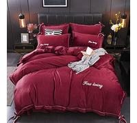 SLOPSS Double Covers Green King Size Blue Duvet with Fitted Bedding Set Winter Quilt Cover Sets Flat Sheet Soft (Red Queen)