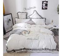SLOPSS Duvet Covers Bedding Set Twin Double Size Quilt Cover 220×240cm Flat Sheet Pillowcases (White King)