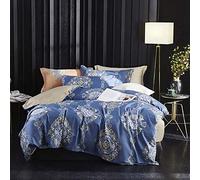 SLOPSS Duvet Covers Quilt Cover Long Staple Cotton Bedding Set Super Soft with Pillowcases (Color Orange Size : Double) (Blue King)