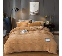 SLOPSS Duvet Double Coral Four-Piece Winter Double-Sided Fleece Sheet French Quilt Cover Milk Flannel Bedding-Pink Jade_1.2-135m Bed (Athens Camel 1.2)