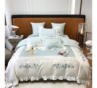 SLOPSS Embroidery 1200TC Egyptian Cotton Bedding Set Ruffles Duvet/Quilt Cover Bed Linen Pillow Shams (Color Size : King (A Queen 200X230cm 4pcs)