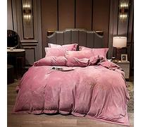 SLOPSS Fleece Duvet Bedding with Matching Pillowcase and Cosy Soft Warm Flannel Quilt Cover Set (Color Red Size : Double) (Pink King)