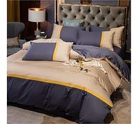 SLOPSS Four- Piece Set All Pure Cotton Thickening Embroidery Quilt Cover Sheet Fitted European- Style 8m Bed-1 (Color (3)