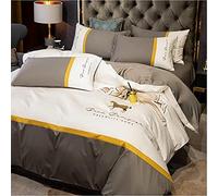 SLOPSS Four- Piece Set All Pure Cotton Thickening Embroidery Quilt Cover Sheet Fitted European- Style 8m Bed-1 (Color (4)