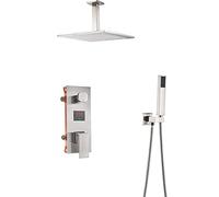 SLOPSS Gold Shower Faucets Set, Rainfall Shower System, Wall Mounted Bathtub Shower Mixer Shower Combo Set,12 Inch.One Color-12 Inch