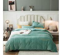 SLOPSS Grey Double Covers Pink Duvet Bedding Set with Fitted Sheet Quilt Cover Sets Pillowcase Winter Houndstooth Size (Green King)