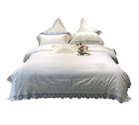 SLOPSS Home Textile French Long-Staple Four-Piece Princess Style Lace Quilt Cover Pure Cotton Bedding (Color Pink Size : (White 1.8m)