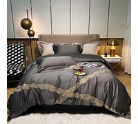 SLOPSS Juego Cobertura edredón Bordado TC Egipto de algodón Profundo Soft Sateen Weave Bed Sheet 2 Pillow Shams (Color: A Queen (un King Size 4pcs)