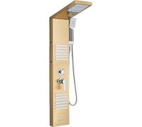 SLOPSS Juegos de Ducha para el baño Matte Black Led Duchada Cascada Caucet de Ducha de Lluvia SPA Massaje de SPA Columna de Ducha de Ducha Double Torre de Toque Torre 6004 Oro