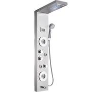 SLOPSS Juegos de Ducha para el baño Panel de Ducha LED Negro Cascada Rain de Ducha de Lluvia Juego de SPA Massaje de baños de Chorro Columna de Ducha Temperatura Torre de Grifo 8006x Cepillado