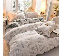 SLOPSS King and Pink Duvet Covers Bedding Double Bed with Fitted Sheet Winter Set Quilt Cover Sets Soft Warm Flannel Twin Size (Grey a Queen)
