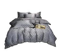 SLOPSS Light Luxury Hotel Style Sheet Four- Piece Set High- Grade Pure Cotton Jacquard Quilt Cover Solid Color European 8 m Bed