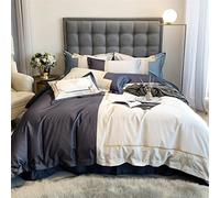 SLOPSS Long- Staple Embroidery Soft Four- Contrast Stitching Quilt Cover Cotton Double Bed Supplies (Color A Size 1.5m) (C 5 Piece Suit)