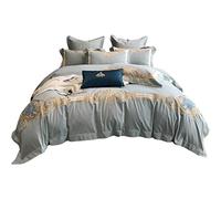 SLOPSS Long-Staple Four-Piece Set Pure Cotton Brushed Autumn and Winter Quilt Cover Bed Linen (Color Size 2m) (5 Piece Suit)
