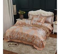 SLOPSS Luxury Egyptian Cotton Bedding Satin Jacquard Quilt Cover Piece Organic Duvet Covers Set Includes Pillowcases (Color D Size : Double) (C Full)