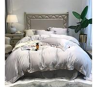 SLOPSS Minimalist Style Lenzing Tencel Four-Piece Embroidery Quilt Cover Pure Silky Cool Bedding (Color C Size : (D 1.8m)