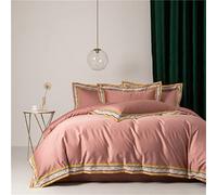 SLOPSS Nordic 1000TC Egyptian Cotton Bed Linens Duvet Quilt Cover Comforter Bedding Sets (Color : King (A Queen Size 4pcs)