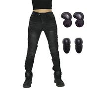 SLOPSS Pantalones de Motocicletas para Mujeres, Jeans Protectores de la Moto Damas Pantalones de Carreras de Motocross blindado con 4 Almohadillas de Cadera de Rodilla extraíbles