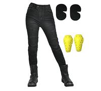SLOPSS Pantalones de Motocicletas para Mujeres, Jeans Protectores de la Moto Damas Pantalones de Carreras de Motocross blindado con 4 Almohadillas de Cadera de Rodilla extraíbles