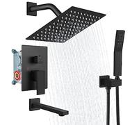 SLOPSS Polish Rome Wall Mounted Shower 8 In Shower Head Shower Faucet Set with Tub Filler Triple Function Shower Head Kit with Hand Held Sprayer Bathtub Faucet Set Rough-in Valve Included