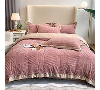 SLOPSS Pure Warm Milk Velvet Four-Piece Set Autumn and Winter Style Corner Quilt Cover Sheet Thickening Double Bed Supplies (Color B Size : (D 1.5m)
