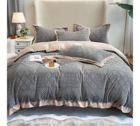 SLOPSS Pure Warm Milk Velvet Four-Piece Set Autumn and Winter Style Corner Quilt Cover Sheet Thickening Double Bed Supplies (Color B Size : (E 1.5m)