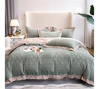 SLOPSS Pure Warm Milk Velvet Four-Piece Set Autumn and Winter Style Corner Quilt Cover Sheet Thickening Double Bed Supplies (Color Size : (B 1.5m)