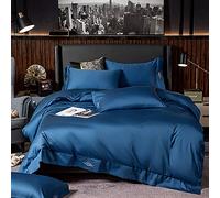 SLOPSS Purple White 100% Cotton Duvet Covers Set Grey Bedding Sets Quilt Cover Size Embroidery Twin Double 220&Times;240Cm (Blue King)