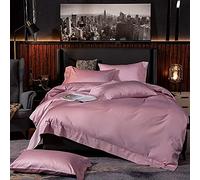 SLOPSS Purple White 100% Cotton Duvet Covers Set Grey Bedding Sets Quilt Cover Size Embroidery Twin Double 220&Times;240Cm (Pink King)
