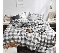 SLOPSS Set Grey Stripe Cotton Duvet Covers Bedding Sets King with Fitted Sheet Quilt Cover 240 Twin Size Double Bed Pink Gray (C Full)