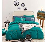 SLOPSS Sets 100% Double Covers Blue Pink Bedding Set Quilt Pure Cotton Duvet Cover with Pillowcases Twin Size (Green King)