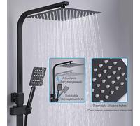 SLOPSS Shower System Black Chrome Thermostatic Shower Faucet Sets Digital Display,Bathroom Shower Mixer,Brass Shower System,Rainfall Shower Set,Sprinkler