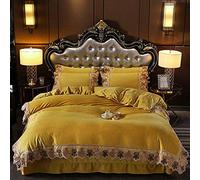 SLOPSS Size Purple Covers Blue Winter Duvet Quilt Cover Sets Bedding Set Double Bed Flat Sheet Soft Warm Flannel Twin Lace Embroidery (Yellow King)