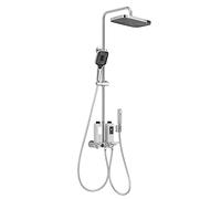 SLOPSS Thermostat Shower, Thermostatic 38 °C Shower Mixer Set, Shower Kit with Rainfall Shower Head, Handheld Shower, Tub Faucet, Spray, Adjustable Height Anti Scald Rome Shower Set,r