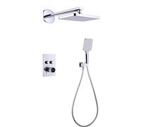 SLOPSS Thermostatic Shower Fuacet Set, Push Button Shower, Temperature Display, Rainfall Shower Head with Handheld Shower,Rain Mixer Shower Set Wall Mounted,Rome