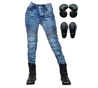 SLOPSS Womens Motorcycle Trousers,Ladies Kevlar Lined Protective Motorbike Jeans Armoured Riding Motocross Racing Stretch Pants with 4 Removable Armour
