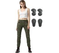 SLOPSS Womens Motorcycle Trousers,Ladies Motorbike Protective Jeans Armoured Riding Motocross Stretch Racing Pants with Zip Pockets and 4 Removable Armour