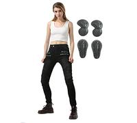 SLOPSS Womens Motorcycle Trousers,Ladies Motorbike Protective Jeans Armoured Riding Motocross Stretch Racing Pants with Zip Pockets and 4 Removable Armour