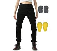 SLOPSS Womens Motorcycle Trousers,Ladies Motorbike Protective Jeans Armoured Riding Motocross Stretch Racing Pants with Zip Pockets and 4 Removable Armour