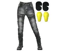 SLOPSS Womens Motorcycle Trousers,Stretch Ladies Kevlar Lined Protective Motorbike Jeans Armoured Riding Motocross Racing Pants with 4 Removable Armour