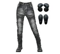 SLOPSS Womens Motorcycle Trousers,Stretch Ladies Kevlar Lined Protective Motorbike Jeans Armoured Riding Motocross Racing Pants with 4 Removable Armour