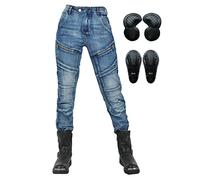 SLOPSS Womens Motorcycle Trousers,Stretch Ladies Kevlar Lined Protective Motorbike Jeans Armoured Riding Motocross Racing Pants with 4 Removable Armour